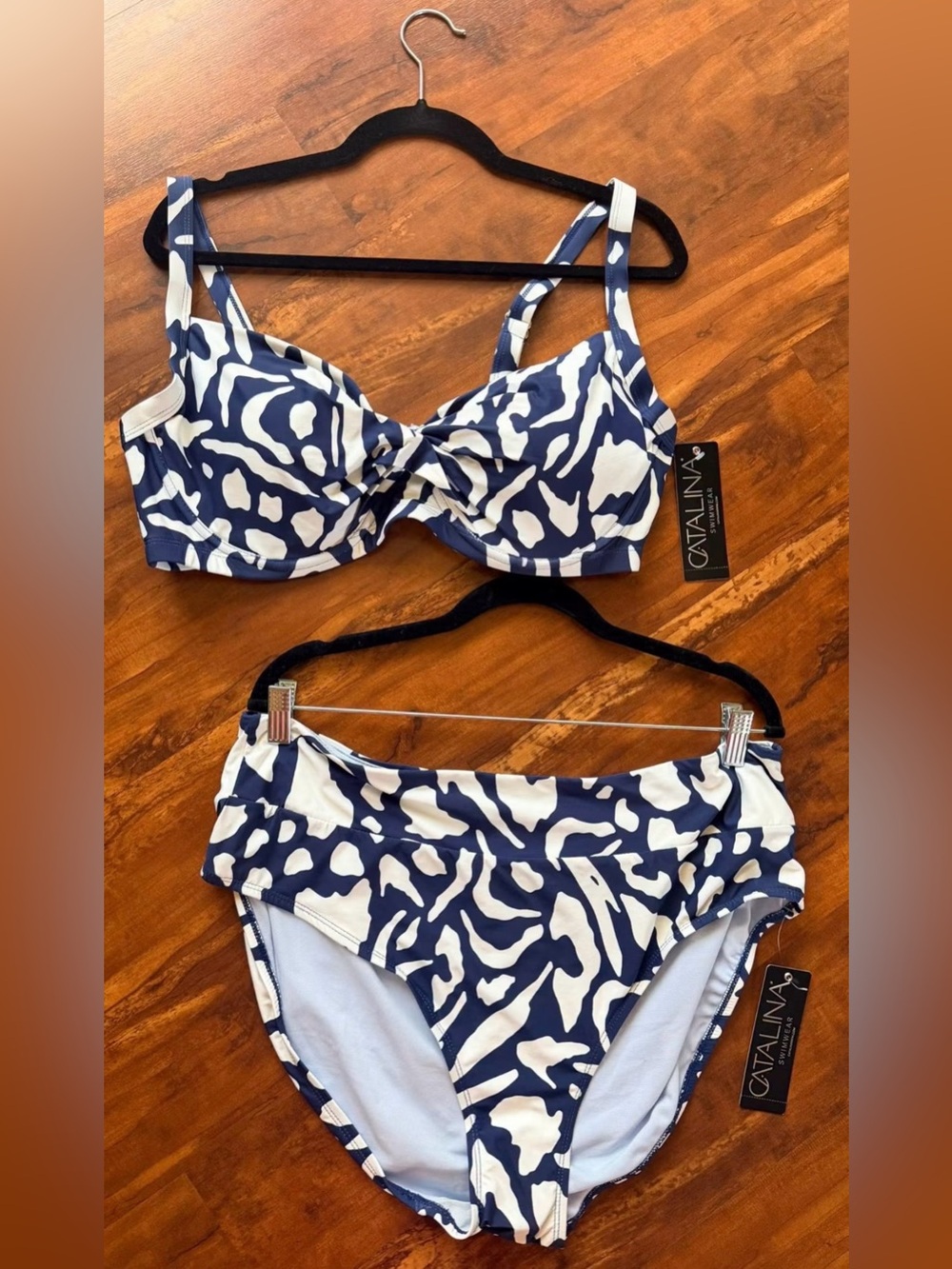 Catalina Navy and White Abstract Two-Piece Bikini